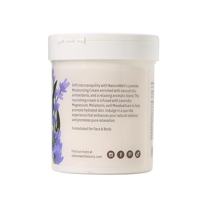 NATURE WELL Lavender Body Cream, Moisturizing Cream for Dry & Sensitive Skin, Relax & Recover Formula with Soothing Lavender, Hydrating Body Lotion Alternative, Dermatologist Tested, 16 Oz