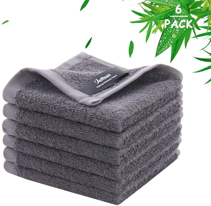 Face Wash Cloths 6 Pack,Womens Reusable Makeup Remover Towel,10''x10'',Grey