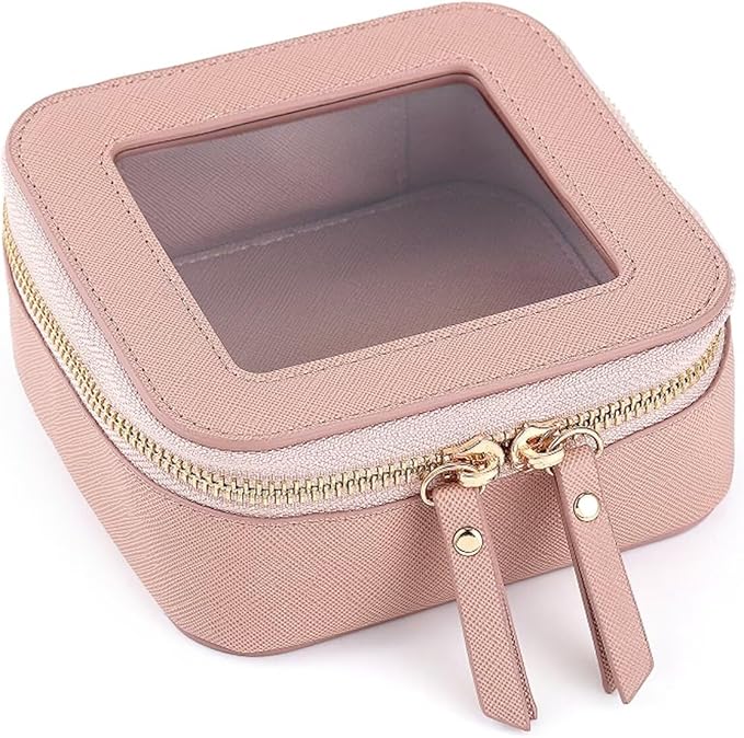 FASAOH Small Clear Makeup Bag Travel Cosmetic Case, Portable Make Up Organizer Traveling Compact Car Bag for Essentials Transparent Toiletry Bag with Zipper