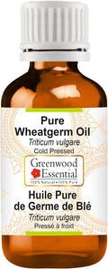 Greenwood Essential Wheatgerm Oil (Triticum vulgare) | Cold Pressed | Natural | Undiluted | For Diluting Essential Oils | For Skin & Massage | Men & Women | 15ml (0.50 oz)