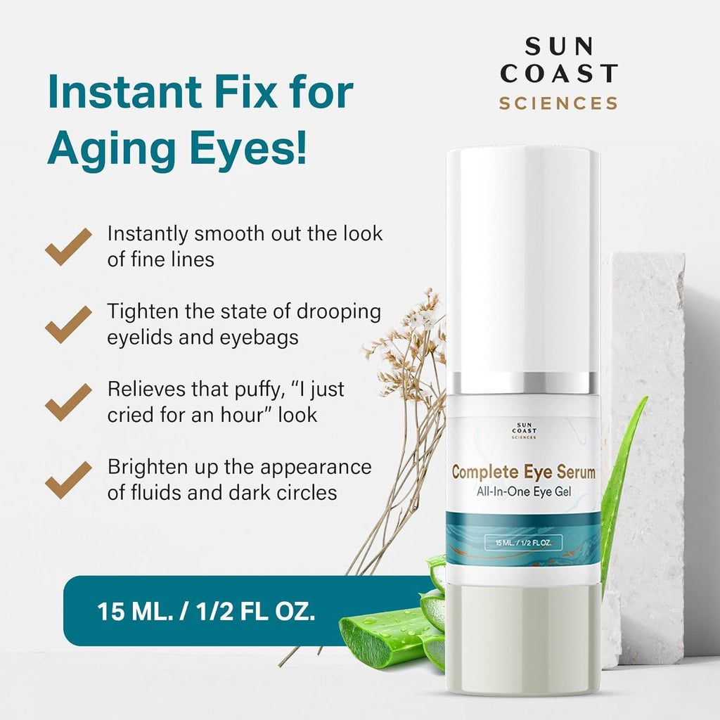 Sun Coast Sciences - Complete Eye Serum by Dr. Mark Rosenberg for Wrinkle Reduction, Age Spots Fading, and Under-Eye Bags Treatment,1/2 Fl Oz - Pack of 6