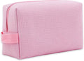 DYSHAYEN Small Waffle Makeup Bag for Travel, Pink