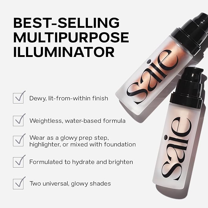 Saie Glowy Super Gel Illuminating Face Makeup Primer, Starglow (1 oz)