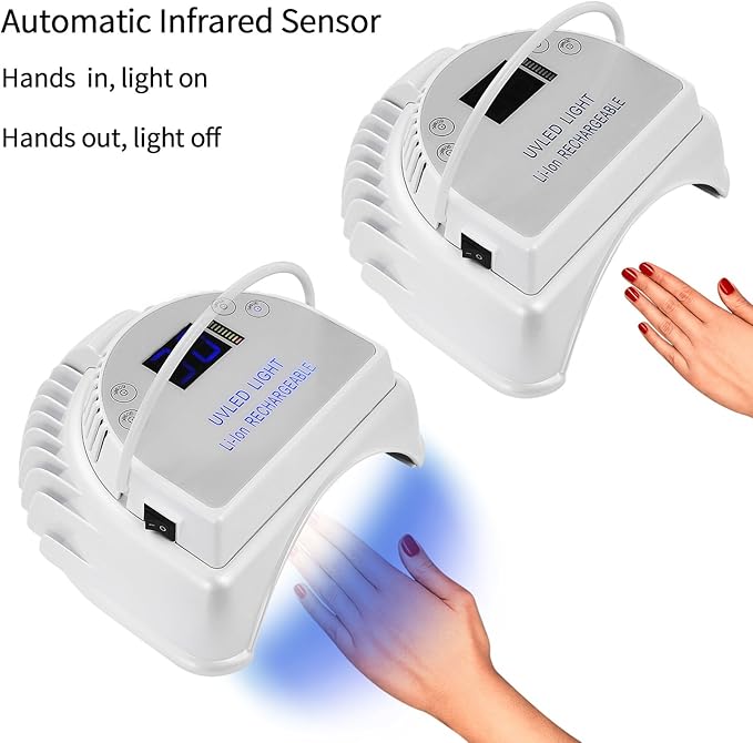 MINI LOP 64W Rechargeable Pro LED Gel Nail UV Light UV LED Nail Lamp Cordless Led Light for Nails(White)