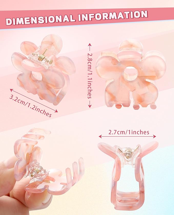 CHLINS 12 Pcs Small Hair Clips for Women, Cute Acrylic Mini Claw Clips Accessories for Thin Fine Hair, Non-Slip Little Jaw Clamps for Half Updo Styling & Bangs