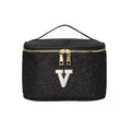 EURYNOME Makeup Bag with Custom Letter W, Water-Resistant Travel Organizer Pouch, (8.3x5.1x5.1 Inch) Cosmetic Case for Women — V