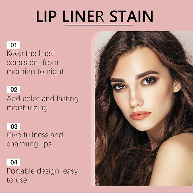 Skynest 3Pcs Lip Liner, Matte Liquid Lipstick Nude Lip Gloss Waterproof Lip Tint Stain Non-stick Cup Peel Off Lipstick Lip Makeup for Women (Coffee & Cocoa & Rose)