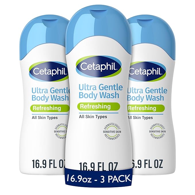 Cetaphil Ultra Gentle Refreshing Body Wash, Hypoallergenic, 16.9 fl oz, 3ct