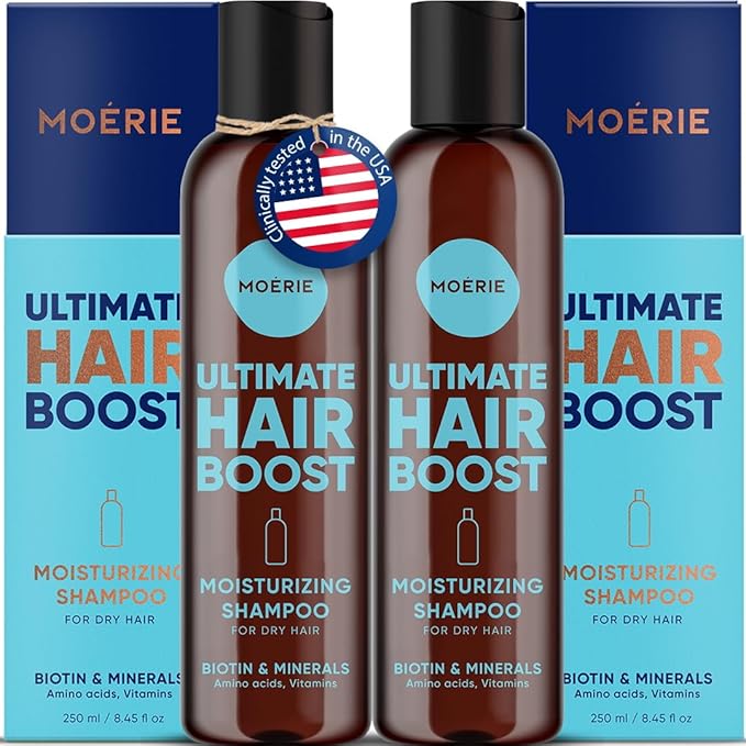 Moerie Hair Growth Shampoo for Men and Women, Hair Loss Solution with Biotin and Rosemary, Moisturizing Shampoo for Thinning Hair – Ultimate Boost for All Hair Types, Double Set