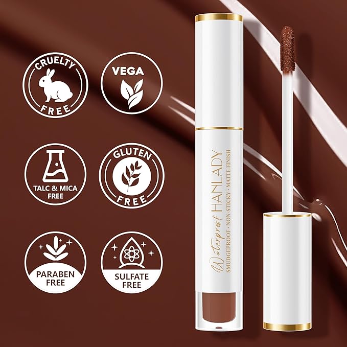 HANLADY Dark Brown Lipstick Long Lasting Lipsticks for Women Smudgeproof