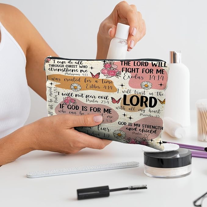 RYYCDOI Bible Verse Scripture Christian Makeup Bag, Bible Study Supplies for Women, Faith Gifts, Religious Accessories