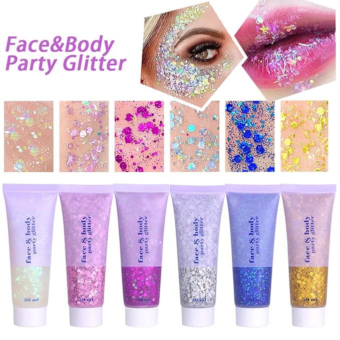 DAGEDA Gold Body Glitter Gel, Sparkly Hair Face Glitter Makeup Accessories