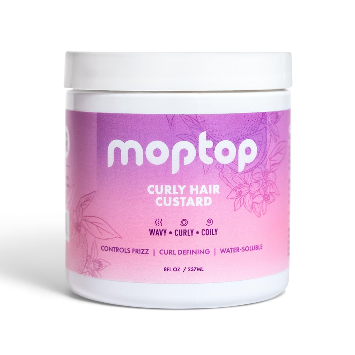 MopTop Curly Hair Gel Custard - Styling Gel for Moisturizing and Defining Soft Curls, Lightweight and Anti Frizz, Curly Hair Products for Waves, Coils & Kinks (Citrus Kumquat, 16oz)