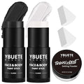 YBUETE White Black Face Body Paint Stick Set for Halloween Cosplay SFX