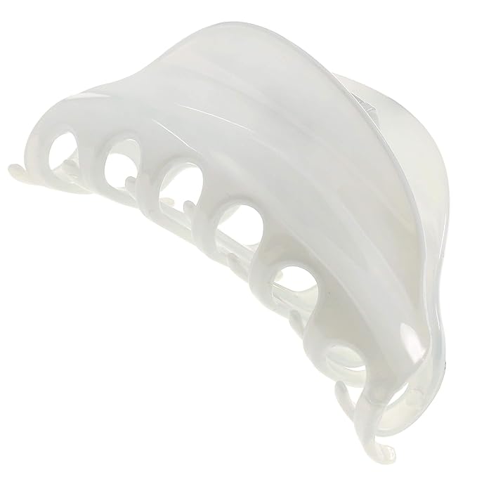Camila Paris CP2555 French Hair Clips for Women, 3.75" White Large Claw Clip Strong Hold All Day, Girl Large Claw Clips for Thick Hair, No Damage No Slip Flat Clip for Women. Made in France