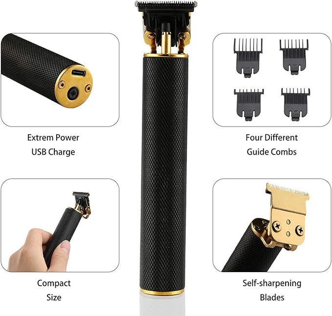 DEYOT Unisex Hair Trimmer Kit - Cordless, Rechargeable, Waterproof, with Guide Combs for Men
