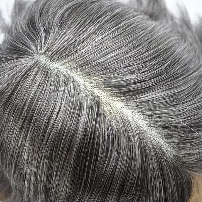 F M FACE MIRACLE NEW YORK Toupee for Men French Lace Center Mens Toupee Hairpiens Human Hair Replacement System Black Brown Blonde Gray Hair Units, 7X9