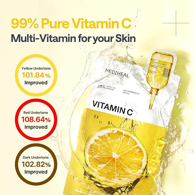 MEDIHEAL Vitamin C Essential Face Sheet Mask, Skin Toning (10ea)