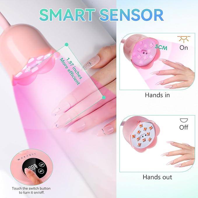 Makartt Gooseneck UV Nail Lamp Flash Cure UV Light for Gel Nails Polish