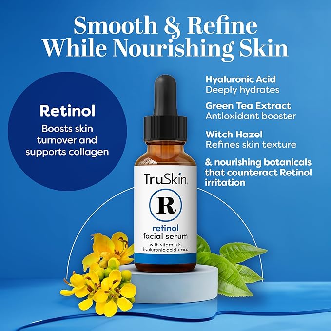TruSkin Retinol Serum for Face with Hyaluronic Acid & Cica, 2 fl oz