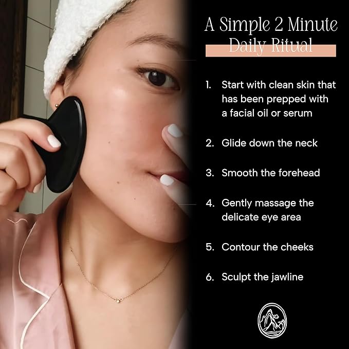 Mount Lai -The Black Obsidian Gua Sha Facial Lifting Tool | Face Sculpting Tool for Skin Care | Guasha Tool for Face and Body | Facial Massage Tools to Relieve Muscle Tension and Reduce Puffiness
