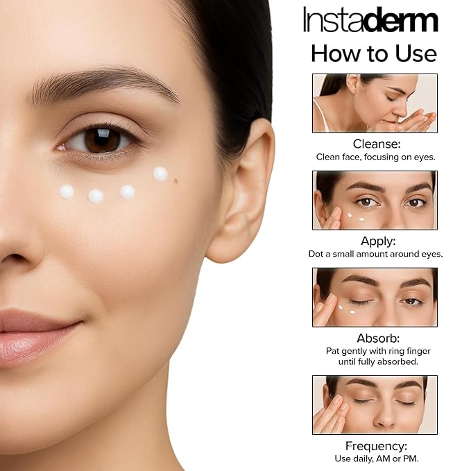 Instaderm Eye Repair Cream Reduces the Appearance of Dark Circles, Puffiness, Under Eye Bags, Fine Lines & Wrinkles, Anti-Aging Formula with Niacinamide Visibly Smooth, & Hydrate the Skin.