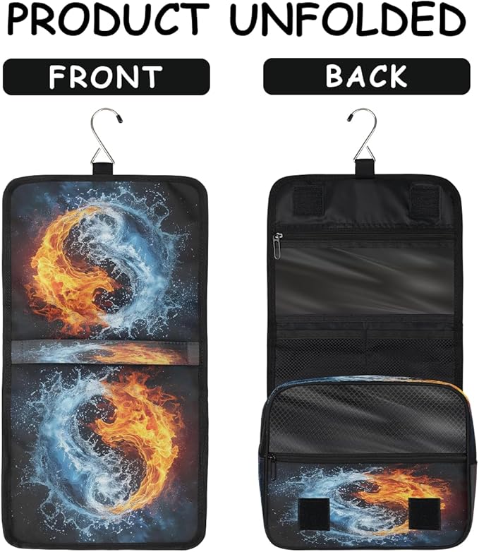 Water Fire Travel Toiletry Bag Women Hanging Cosmetic Organizer Portable