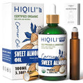 HIQILI Organic Sweet Almond Oil Cold Pressed for Skin, Hair & Skin Care