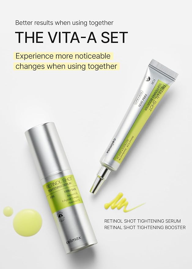 celimax The Vita A Retinal Shot Tightening Booster | 0.1% Retinal, 3% Matryxyl, High-Strength Retinoid for Anti-Aging, Pore Minimizer, Wrinkles & Fine Lines, Firmer Skin, 15ml, Korean Skin Care Gift