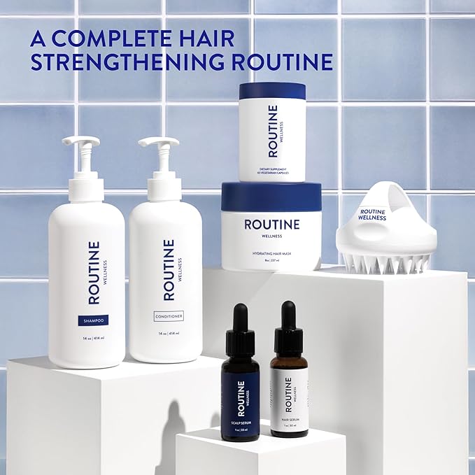 Routine Wellness Anti-Thinning Shampoo for Thinning Hair - Biotin DHT Blocker Women & Men - Color Safe Shampoo for Hair Loss & Healthy Hair - Vanilla Blossom - 14oz
