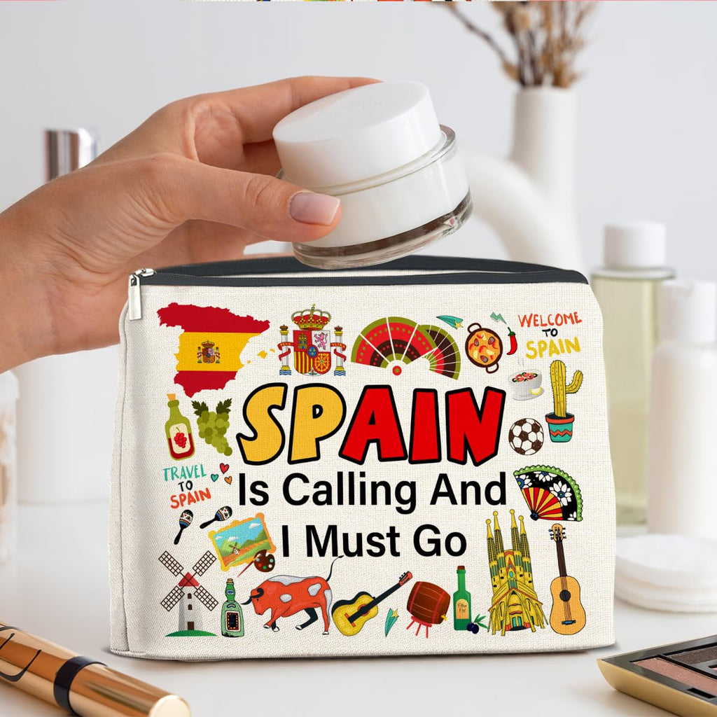 UPNEGE Spain Travel Gifts Makeup Bag - Spain Lover Cosmetic Bag Zipper Pouch