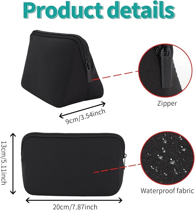 AJLTPA Waterproof Neoprene Cosmetic Bag, Black