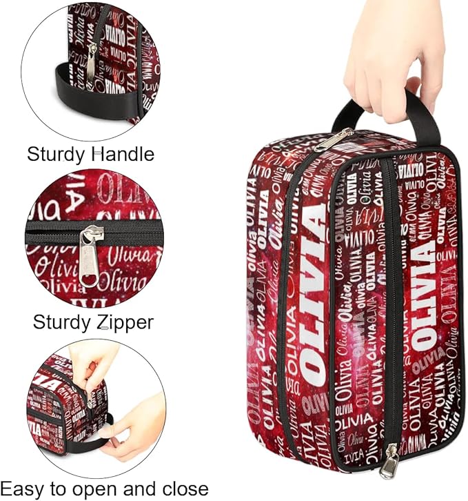 KFNHN Personalized Name Travel Makeup Bag for Women Red Galaxy Universe