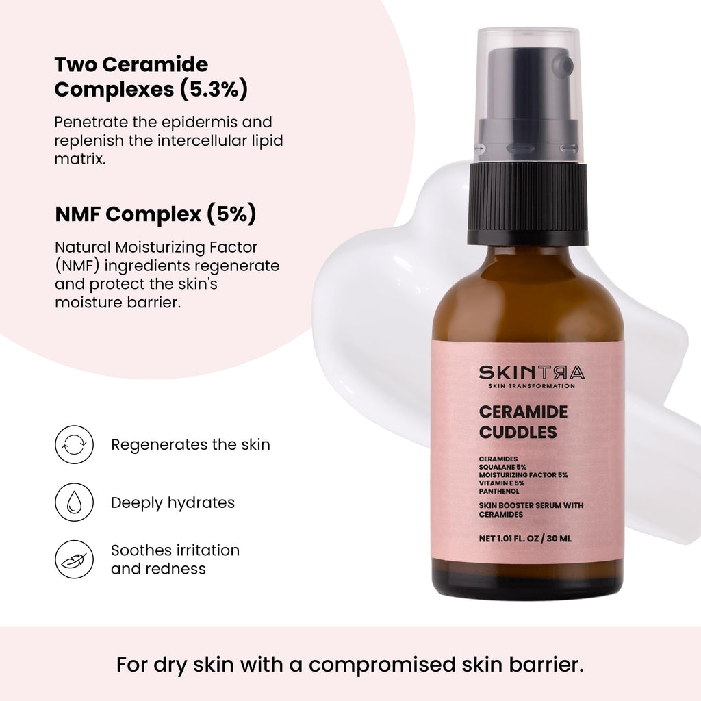 SkinTra Ceramide Cuddles - Regenerating Ceramide Serum for Barrier Repair and Hydration – Calming and Redness-Reducing – All Skin Types – 30 ml/Net 1.01 Fl. Oz