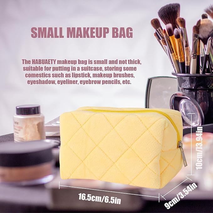 HABUAETY Makeup Bag Small Cosmetic Bags for Purse Women Girls Y2k Checkered Make Up Pouch