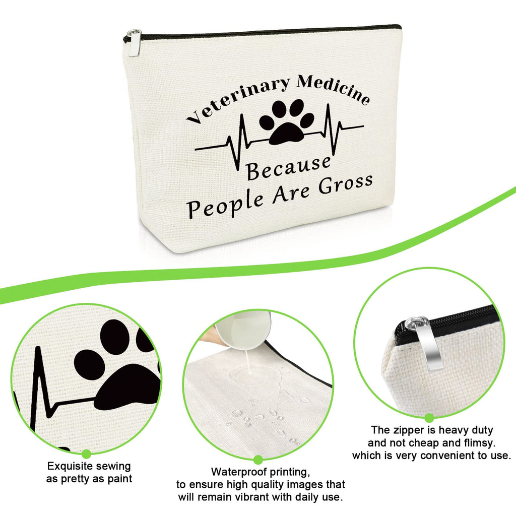 Veterinarian Gift Vet Tech Makeup Bag for Women Animal Rescue Gift Veterinary Technician Cosmetic Bag for Dog Lover Medical Graduate Dog Doctor Animal Lover Christmas Birthday Present Travel Pouch