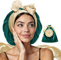 Real Silk Bonnet for Sleeping Women – Green – Adjustable Wonder Loop Tie, No-Slip Hair Bonnet, Reversible Silk Sleep Cap for Curly, Coily, Wavy & Straight Hair - Mothers Day Gift for Mom & Wife