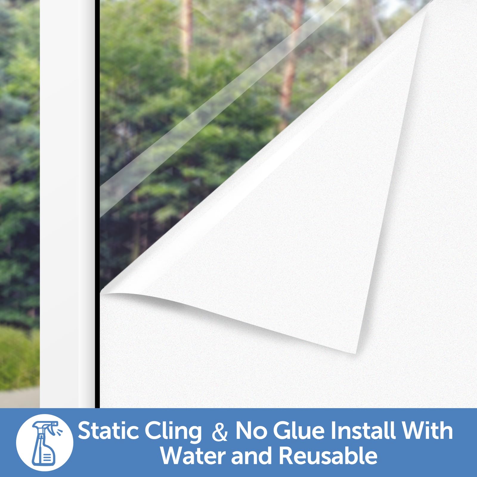 HIDBEA Frosted Window Privacy Film, Frosted White, 23.6 x 157.5 Inch