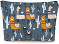 Givotin Cute Makeup Bag for Purse Canvas Waterproof Funny Cosmetic Bags for Women Zipper Travel Toiletry Pouch-Alpaca Makeup Bags-Grey