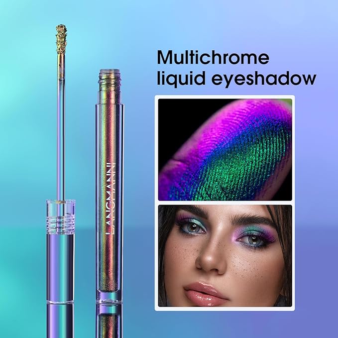 Jolilab 2Pcs Liquid Chameleon Eyeshadow Set, Holographic Multichrome Makeup