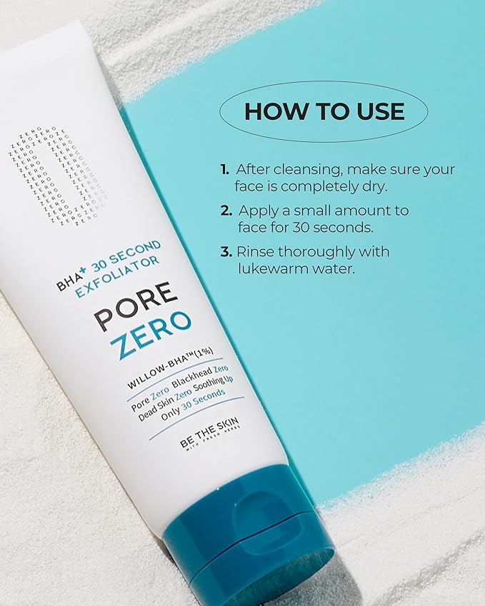 BE THE SKIN BHA+ 30-Second Exfoliator - Gommage Peeling Gel Willow Bark BHA + AHA Melts & Sweeps Dead Skin, Helps Clear Pores & Blackheads, No Harsh Beads for Oily Blemish-Prone Skin | 3.38 fl oz