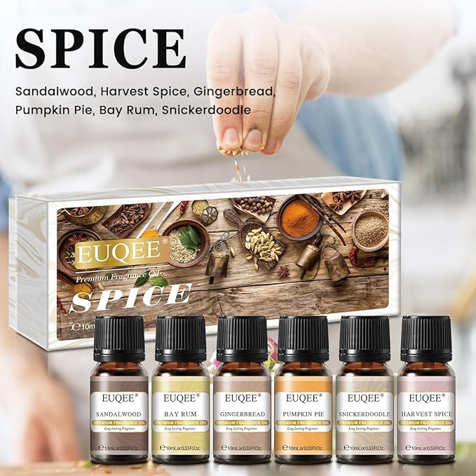 EUQEE 6PCS Spice Autumn Fragrance Oil Set, Scented Oils for Candle Making