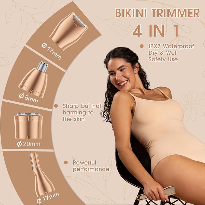BLIBEE Hair Clippers & 1 Bikini Trimmer - Waterproof Electric Clippers & 4 in 1 Bikini Trimmer Set, Deluxe Wet/Dry Body Shaver for Nose Eyebrows Beard Pubic Hair, Green