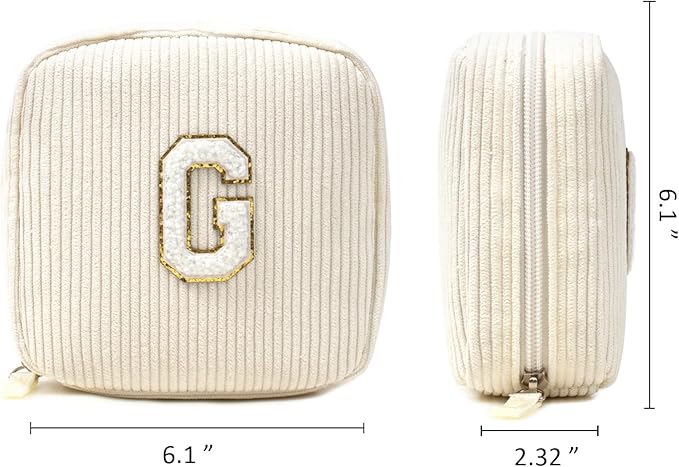 Cute Makeup Bag for Women - Monogram Personalized Initial Makeup Bags Cosmetic Pouch Make Up Case for Women Her Best Friend Friendship Sister Teacher, Birthday Gifts for Girls(Letter H, Beige)