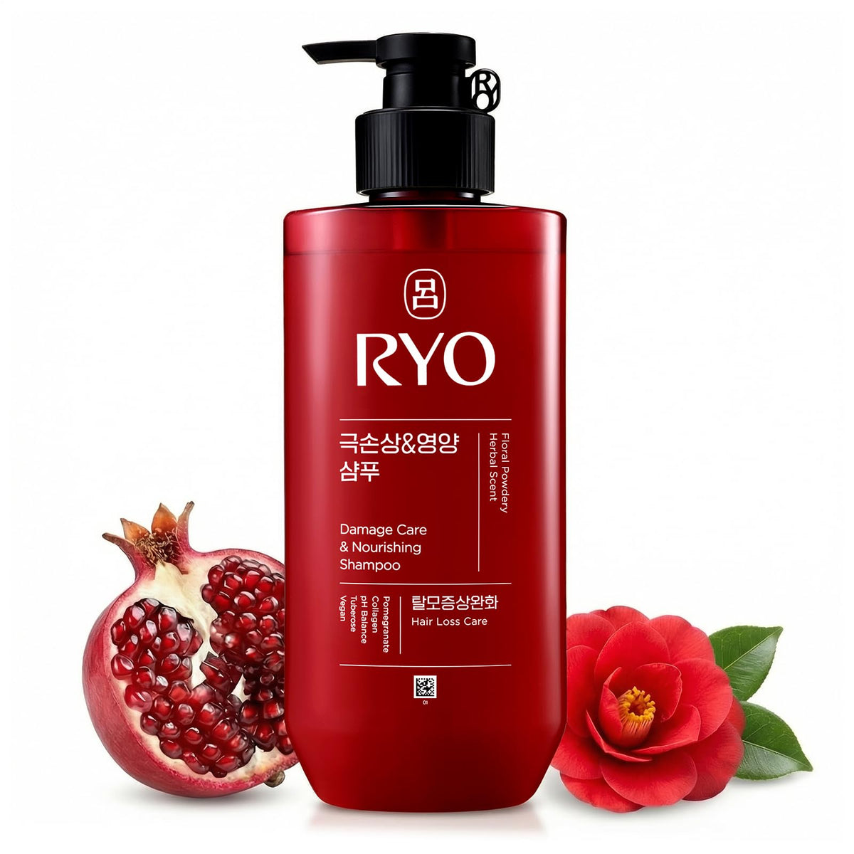 RYO Damage Care & Nourishing Shampoo with Korean Ginseng & Caffeine - Repair and Moisturizing, Anti Loss Care, Strengthening hair roots, 16 Fl Oz.