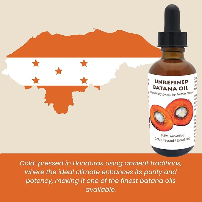 Best Nature's Cosmetics Batana Oil for Hair Growth and Repair: Raw Batana Oil from Honduras - 100% Pure & Natural - For Thicker & Stronger Hair. Recognized by Dr. Sebi (2 fl oz)