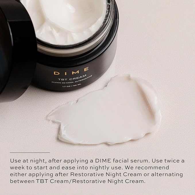 DIME Beauty TBT Cream - Anti-Wrinkle Night Cream with Bakuchiol Retinol Alternative for Fine Lines, Firming and Smoothing Face Moisturizer, Vegan, Cruelty-Free, 1.7 oz / 50 ml