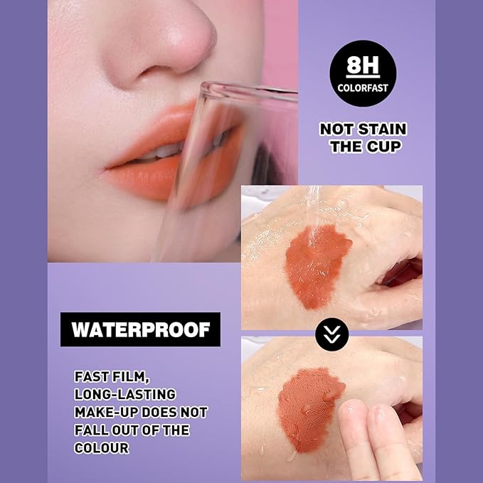 Domality 6pcs Matte Liquid Lipstick Makeup Set, Dark Black Green Purple Red Orange White Lip Gloss Kit With Case, Vivid Vampire Velvet Lip Stick for Halloween Cosplay Goth Costume Makeup