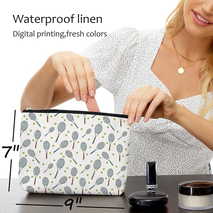 Blue Leaves Cute Tennis Makeup Bag Travel Accessories Case for Women