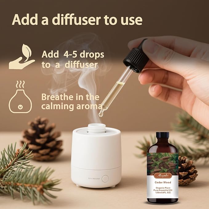 MLYNKL Cedarwood Essential Oil,Cedarwood Oil for Home Diffuser,4 fl oz